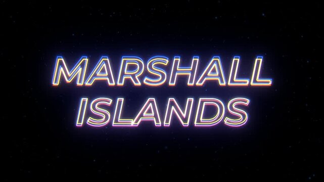 Marshall Islands Neon Sign Text with Classic Retro Theme