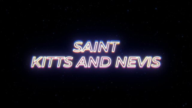 Saint Kitts and Nevis Neon Sign Text with Classic Retro Theme