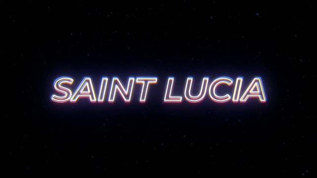Saint Lucia Neon Sign Text with Classic Retro Theme