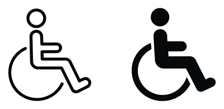 Handicapped patient in wheelchair icon representing disability concept and accessibility sign for inclusive design