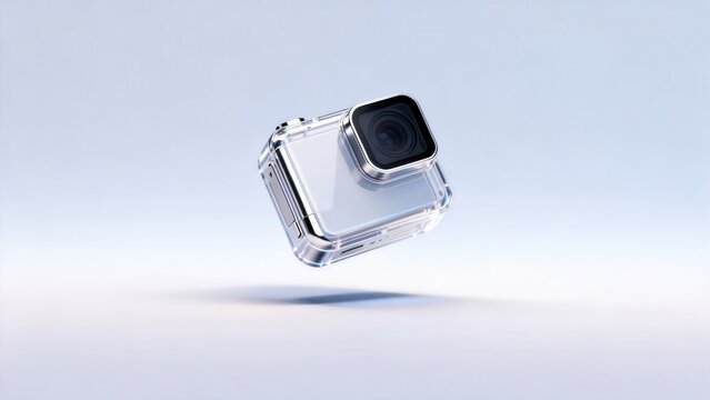 Modern action camera in transparent case