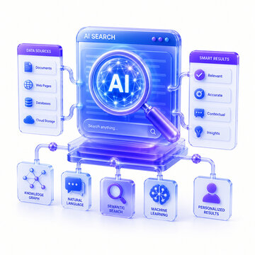 3D Artificial Intelligence Search Engine Interface with Smart Data Discovery and Information Retrieval System