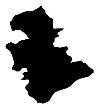 A contour map of Upper Karabakh Economic Region. Azerbaijani economic region silhouette