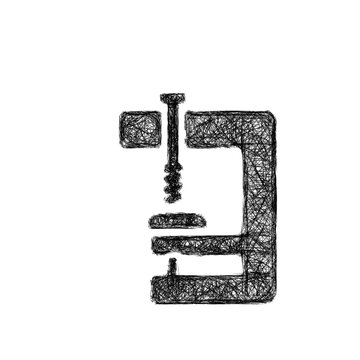 Monochrome sketch clamp icon design