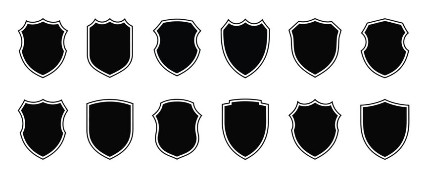 Police badge shape featuring military shield silhouettes, security emblems, and football patch design elements