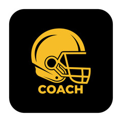 Fototapeta premium American Football Coach Icon With Helmet And Word Coach Prominently Displayed