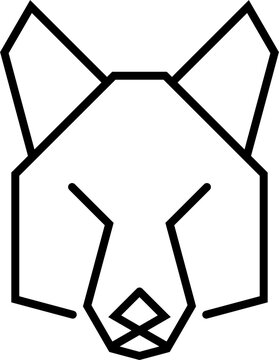 Geometric wolf head outline vector, Minimalist polygon wolf icon, Line art animal face illustration