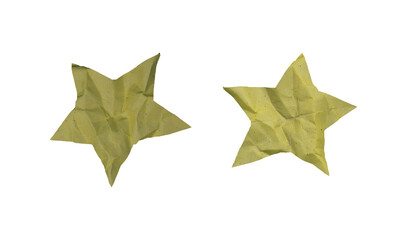 Crumpled yellow green paper star pieces isolated on transparent background PNG © MD. GOLAM_RABBANI