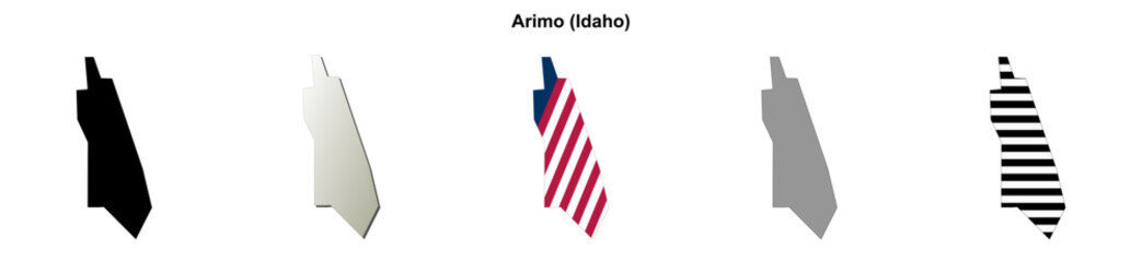 Obraz premium Arimo (Idaho) blank outline map set