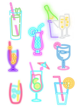 Neon Party Drinks Sign - Letreiro Neon de Drinks para Festa