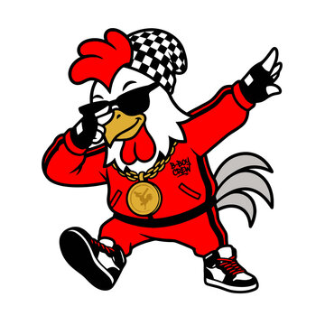 chicken dabbing funny mascot