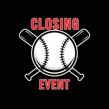 Baseball Closing Event: A Striking Vector Illustration With Crossed Bats And Ball