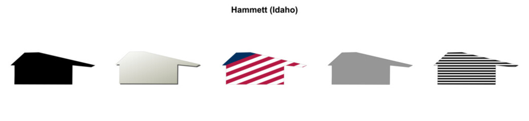 Fototapeta premium Hammett (Idaho) blank outline map set