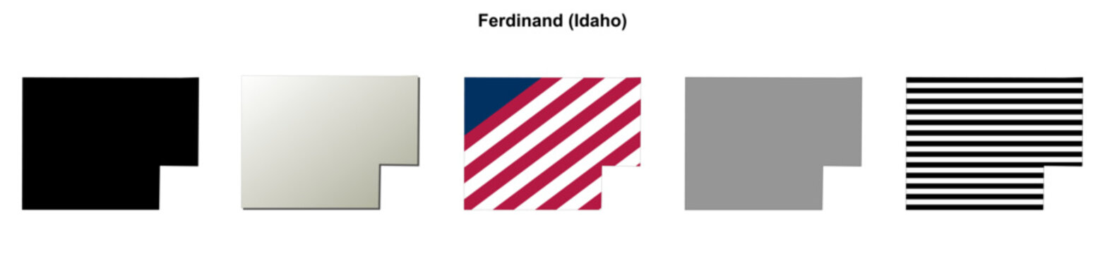 Ferdinand (Idaho) blank outline map set