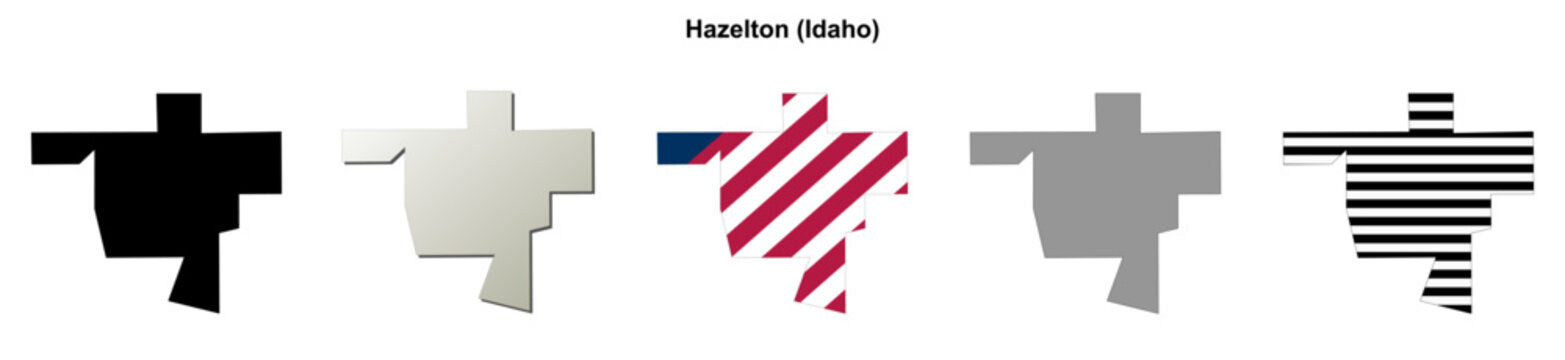 Hazelton (Idaho) blank outline map set