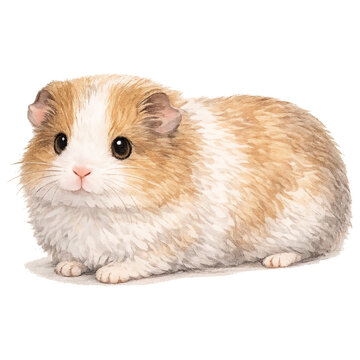 Cute guinea pig vector illustration, watercolor baby cavy isolated on transparent background