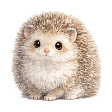 Cute Porcupine vector illustration, watercolor baby Hedgehog isolated on transparent background
