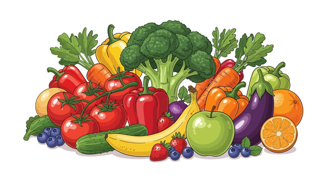 A colorful assortment of fresh fruits and vegetables.