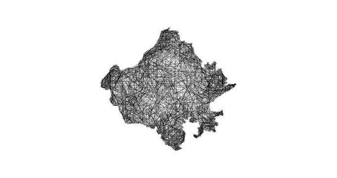 Sketch Rajasthan outline map animation - smooth progressive reveal