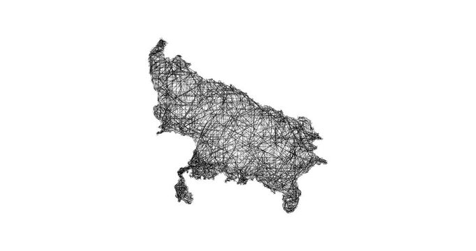 Sketch Uttar Pradesh outline map animation - smooth progressive reveal
