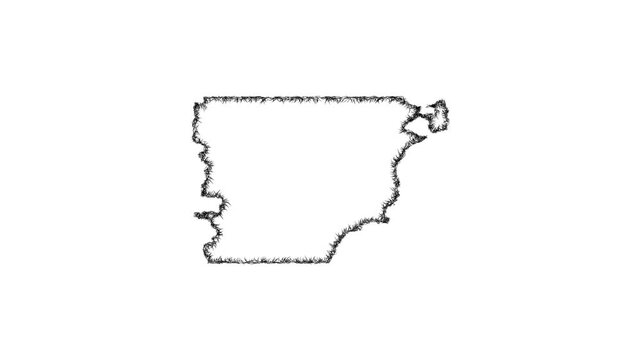 Sketch Chubut outline map animation - smooth progressive reveal