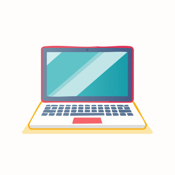 Flat design illustration of an open laptop