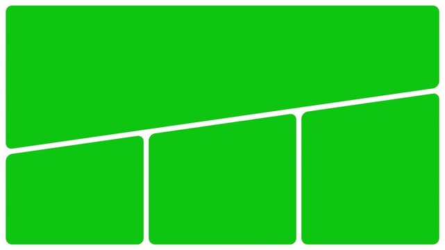 bento or collage animation with green multiscreen slide show shapes animation with green screen