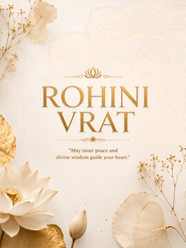 Elegant Rohini Vrat Minimal Botanical Spiritual Poster Background