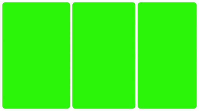bento or collage animation with green multiscreen slide show shapes animation with green screen
