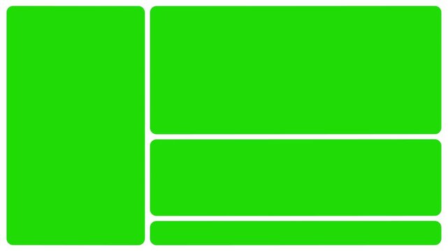 Clean Split Screen Opener Animation with Dynamic Geometric Layouts and Green Screen Overlay bento or collage animation with green screen Multi Screen Video Presentation Layout Template