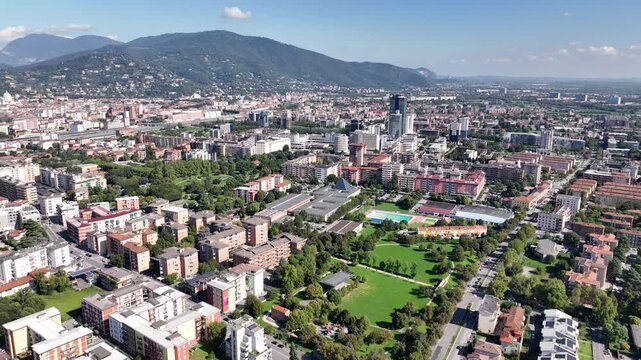 Brescia aerial view of italian town