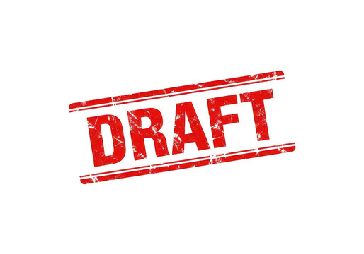 Bold red draft stamp with white text