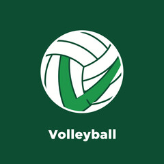 Fototapeta premium Clean Volleyball Icon Graphic With Green Accent And Text Minimalist Design On Dark Background