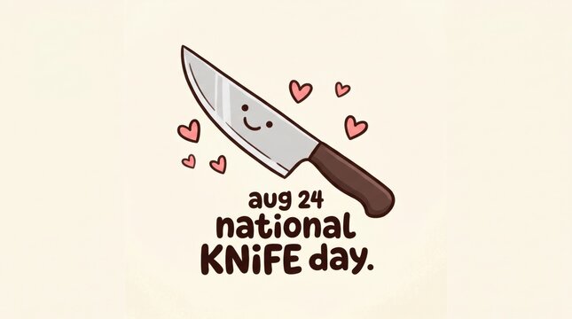 Cartoon knife with hearts on National Knife Day