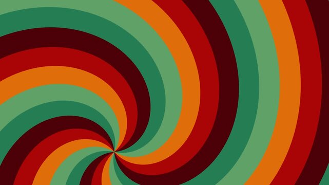 Retro style colored sunburst or sunbeam swirl seamless animation.
