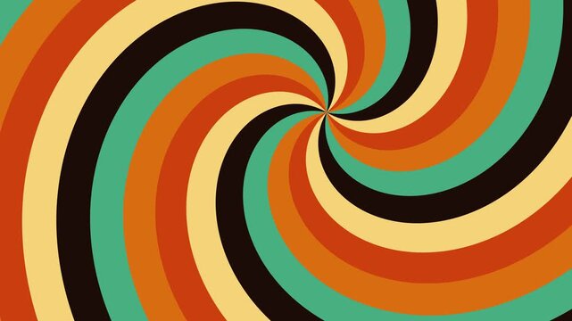 Retro style colored sunburst or sunbeam swirl seamless animation.
