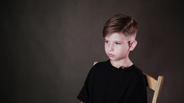 Emotional face of a boy, expression of different emotions