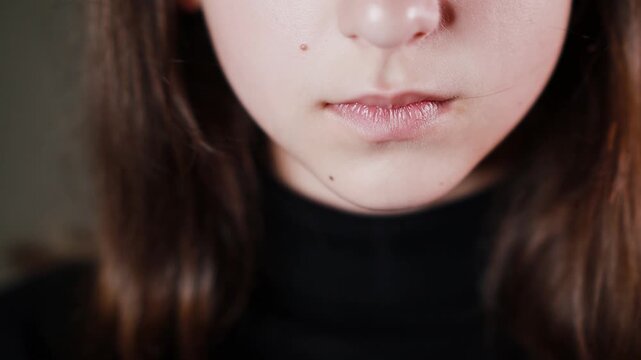 Emotional face of a girl, expression of different emotions