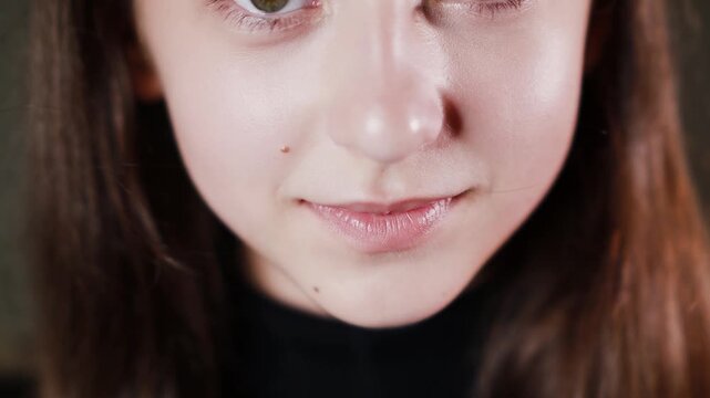 Emotional face of a girl, expression of different emotions