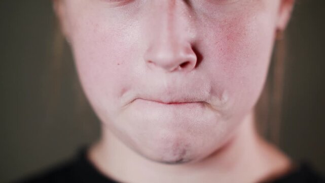 Emotional face of a girl, expression of different emotions