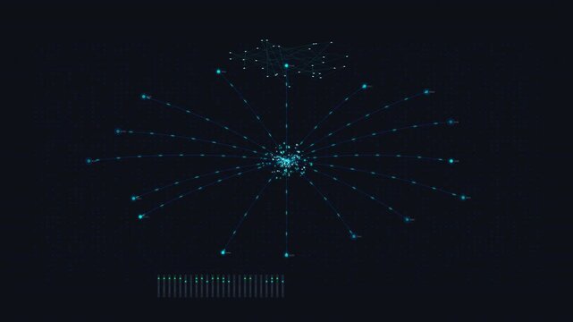 Dynamic Motion of Digital Data Visualization in a High-Tech Environment.