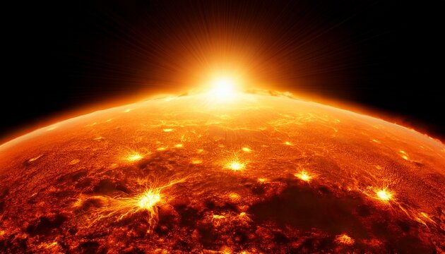 solar surface and coronal activity captured in intense orange light