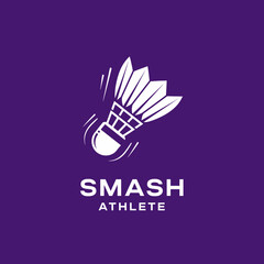 Obraz premium Dynamic Badminton Smash Athlete Logo For Sports Brands