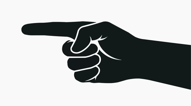 A black silhouette of a hand pointing to the left for the concept of direction and guidance.
