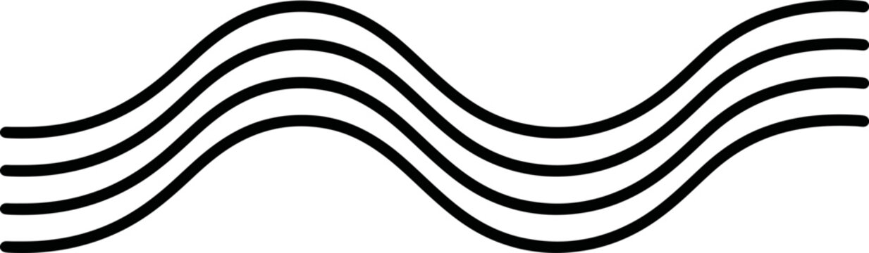 Four parallel smooth wavy lines vector illustration isolated on white background for design decoration