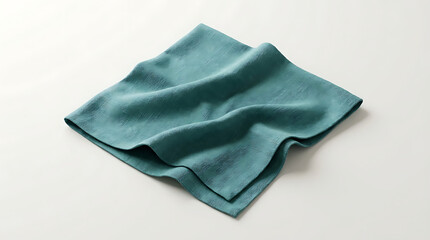 Fototapeta premium Softly folded natural linen cloth in a serene teal hue, highlighting its organic texture and elegant simplicity, ideal for minimalist decor or refined dining accents