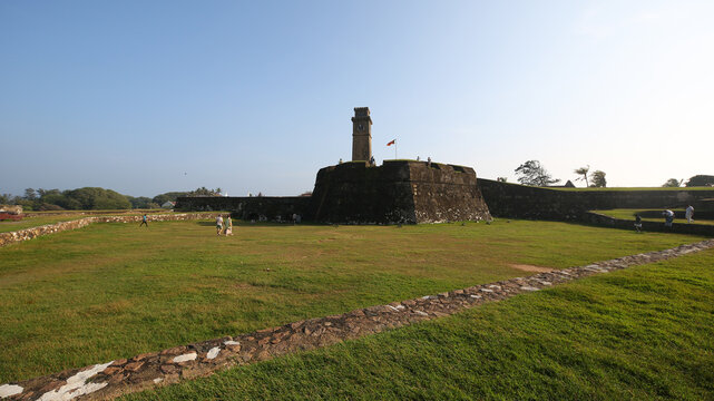 Torre del reloj a.1883, Basti&oacute;n de la luna, Fortaleza de Galle a.1588- s.XVII, Galle (Sri Lanka).