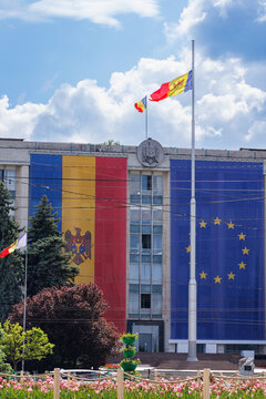 Chisinau, Moldova - May 22. Government building of the Republic of Moldova in Chisinau city center.
