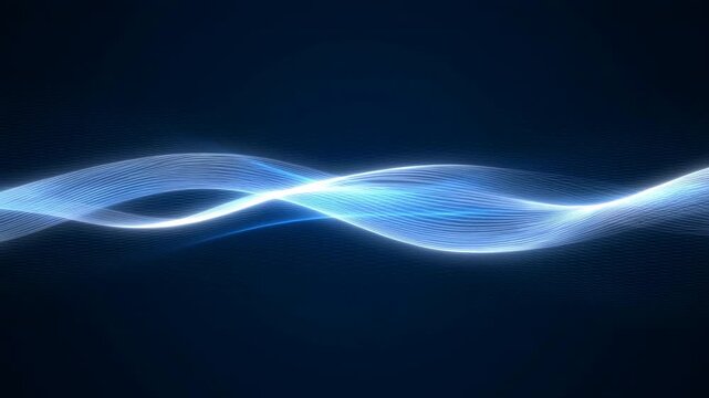 Abstract blue glowing digital wave flowing on dark background