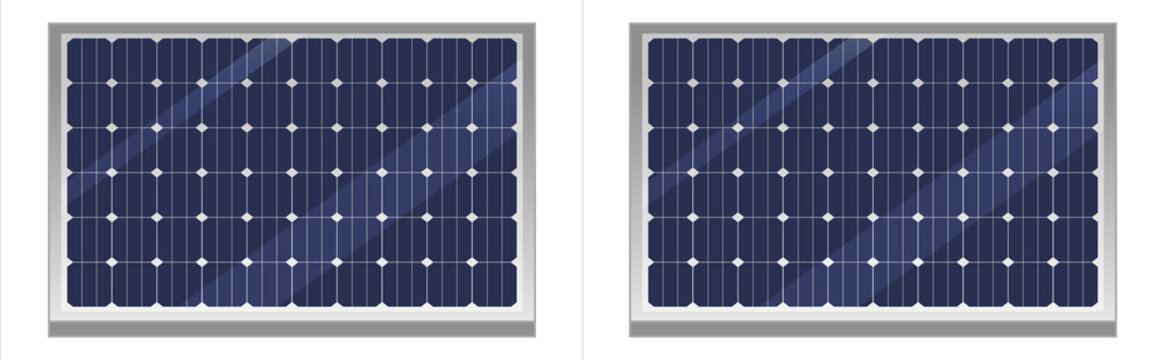 Two solar panels isolated on transparent background